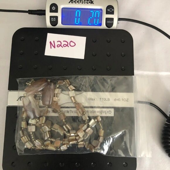 MOP Metallic Chip Stone Beaded Toggle Necklace - Picture 7 of 8